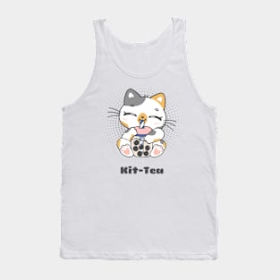 Funny Kawaii Kit-tea| Funny Bubble Tea Cat Lover Tank Top